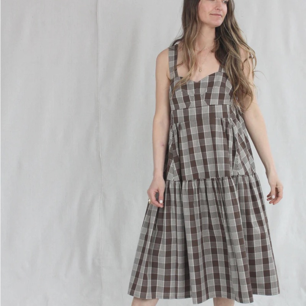 Caron Callahan plaid Danya dress brown - size 6 -NWT